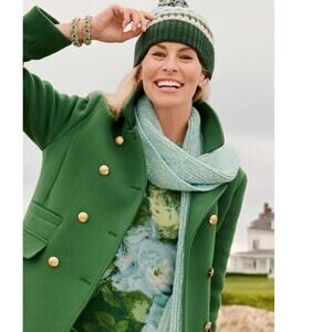 NWT Talbots Plus Albury Coat Green 18W Wool Blend Preppy Metal Buttons Italy